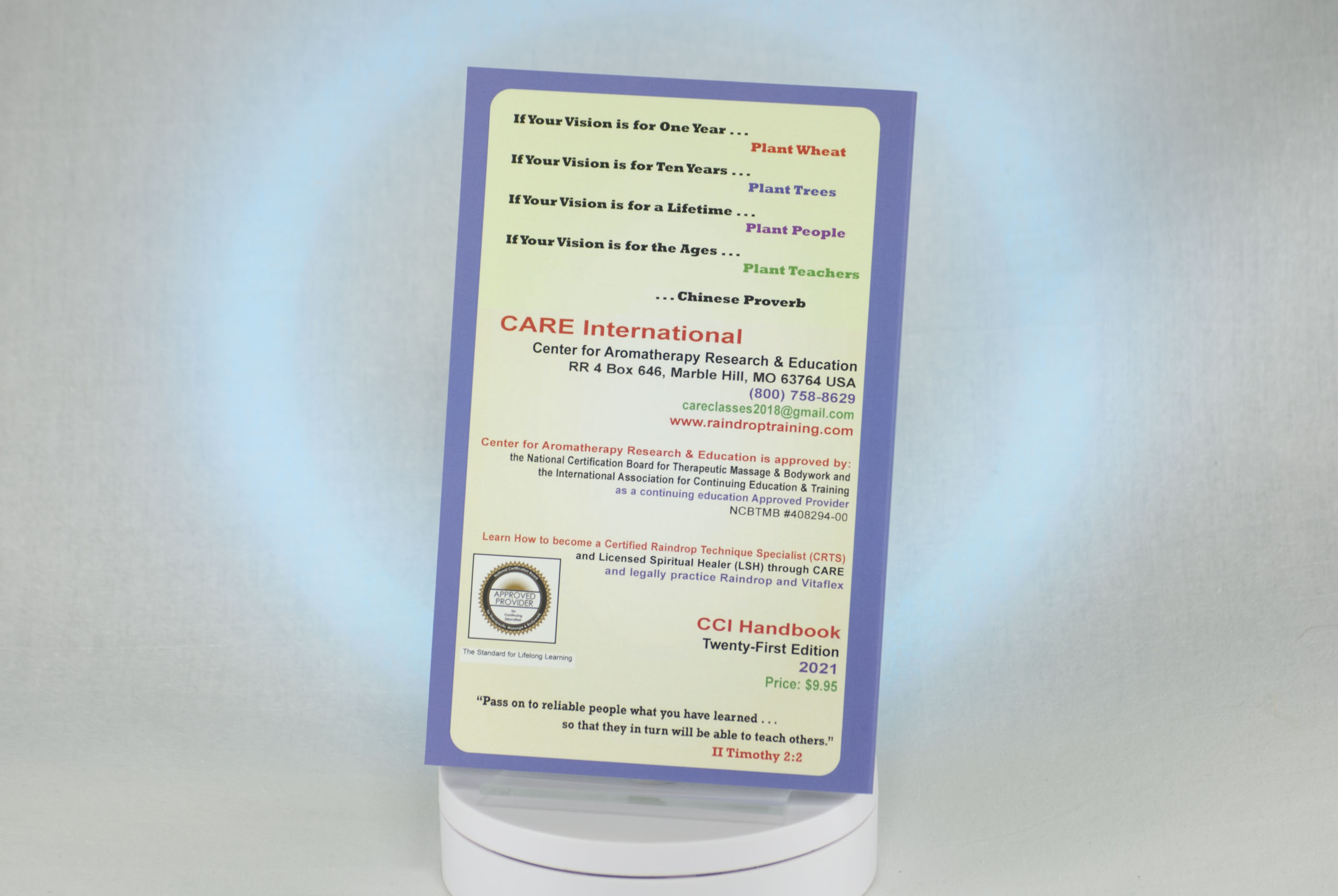 Certified CARE Instructor's Handbook The Center for Aromatherapy